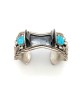 Navajo Charlene & Robert Little Sterling Silver Turquoise Watch Cuff Bracelet